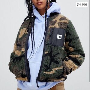 Carhartt Men's Green Camo Fleece Jacket